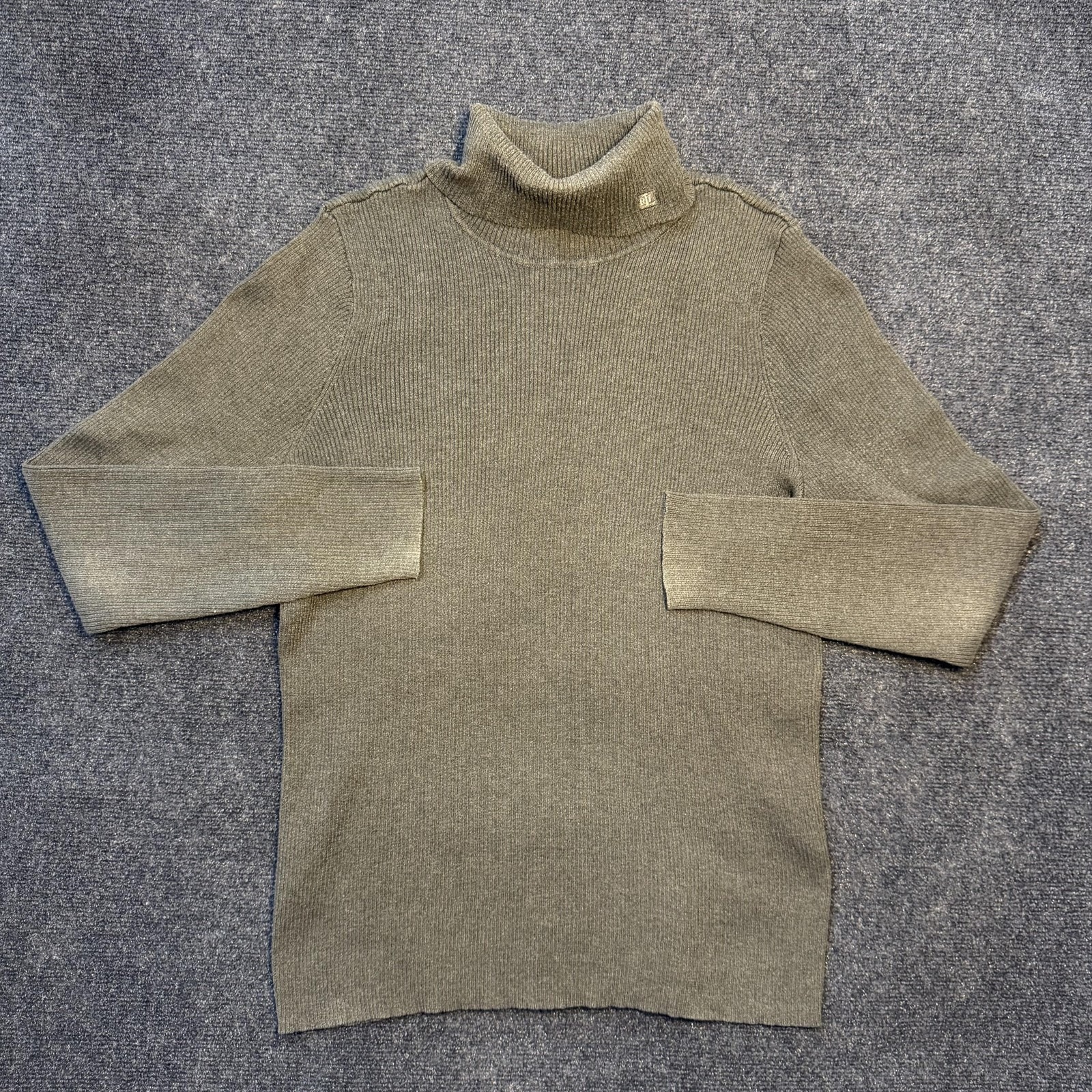 Ralph Lauren Sweater Womens Medium Green Turtleneck Raglan Ribbed Knit Pullover